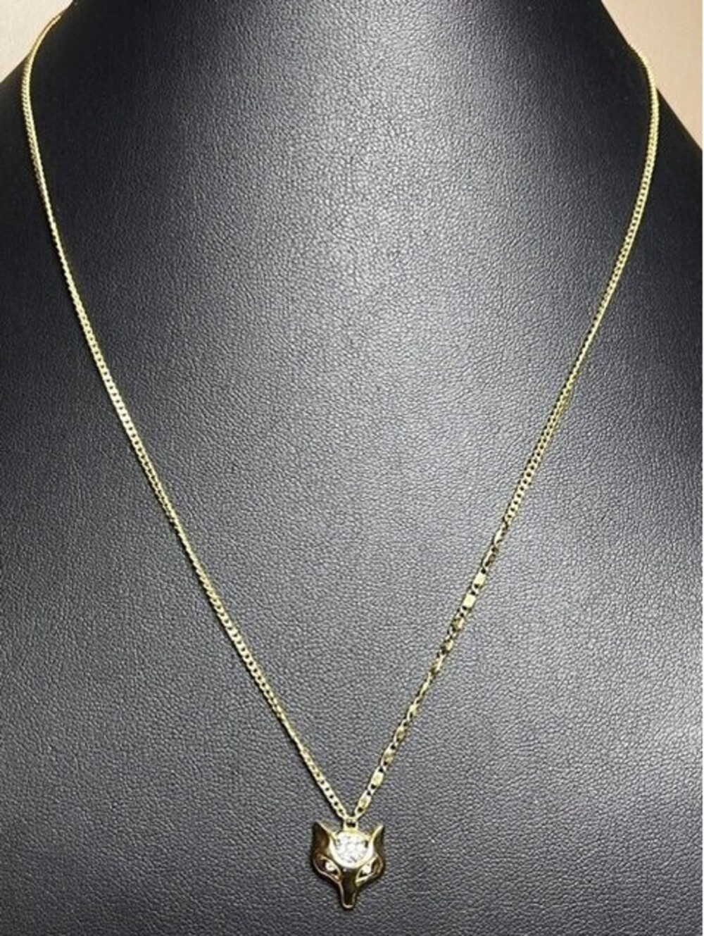 B7034 ALICE TEMPERLEY x Stella & Dot Fox Head Pendant Necklace 18" Gold Tone